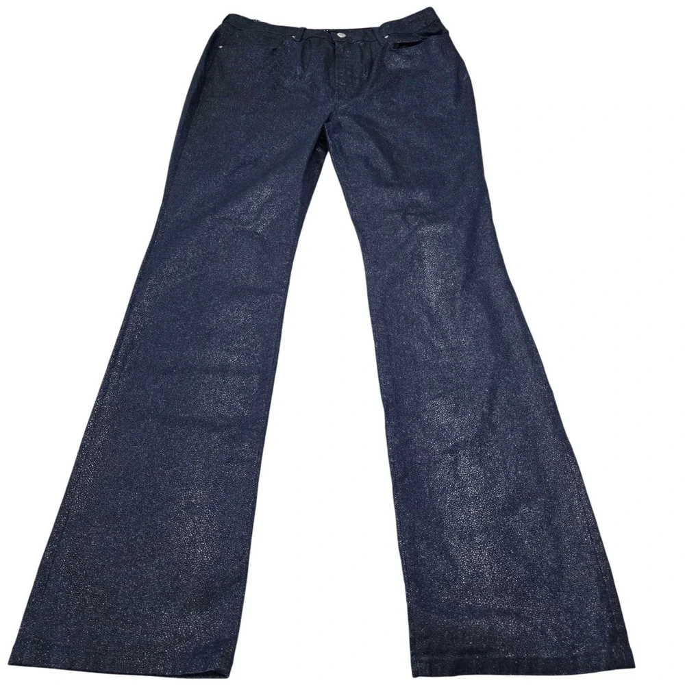 Monfrere Clint Bootleg Jeans‎ 40 Mens Stingray Blue Metallic Textured 1038J54425